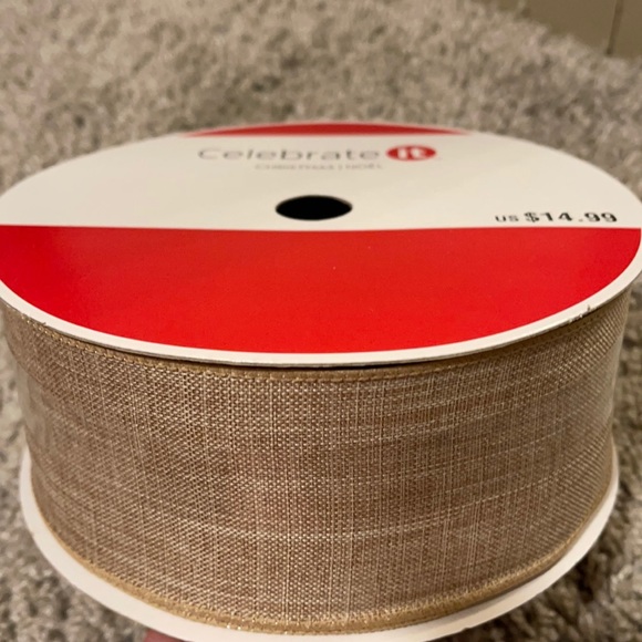 Celebrate it Tan light brown Wired Ribbon 2.5 in - Picture 4 of 6